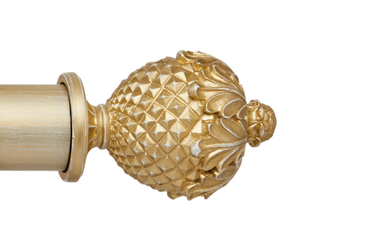Hallis Ashbridge Botanical 45mm Wooden Curtain Pole Finial - Gold Over White