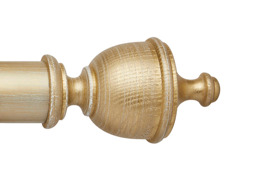 Hallis Ashbridge Chatsworth 45mm Wooden Curtain Pole Finial - Gold Over White