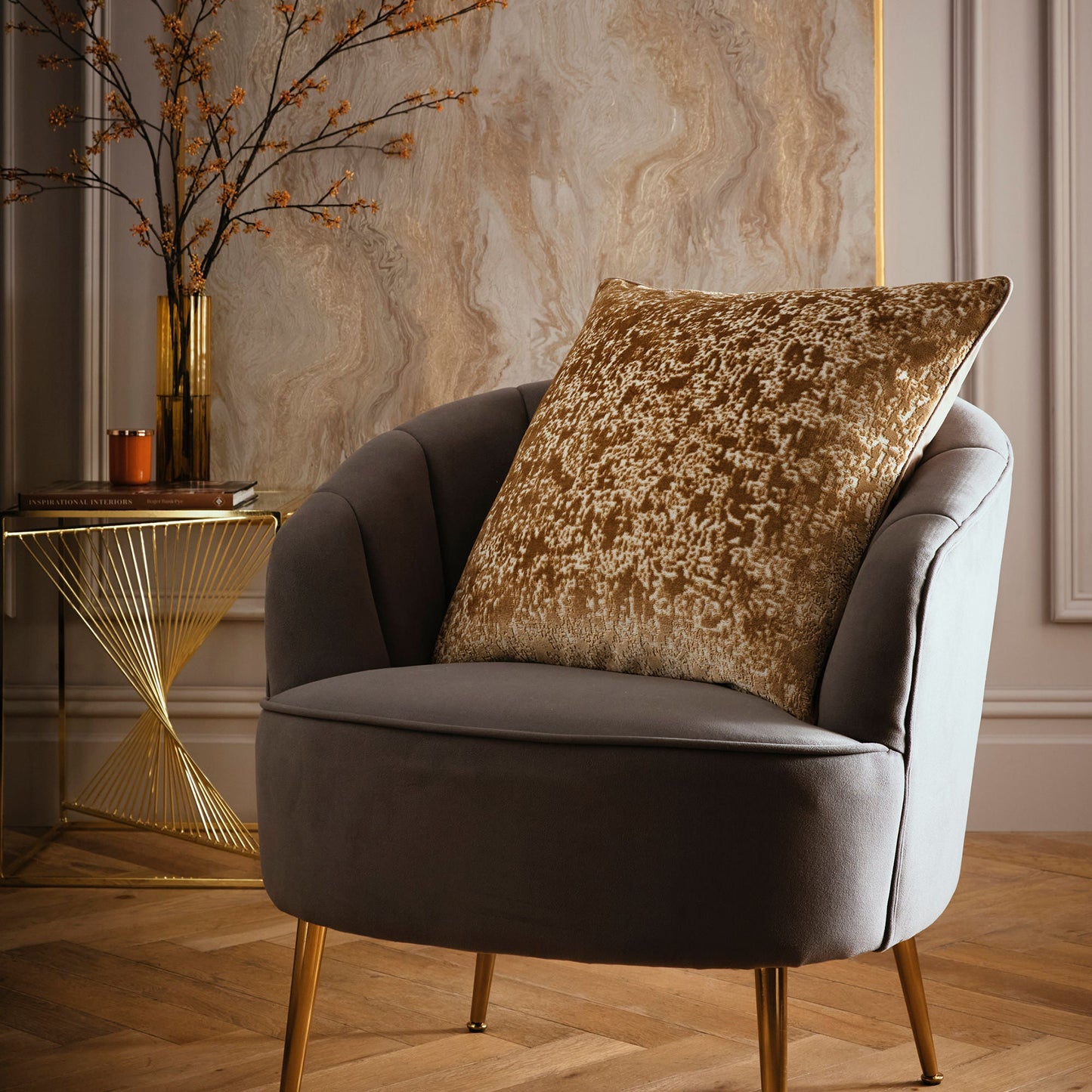 Atlas Cushion in Gold 55 x 55cm - Cushion - Laurence Llewelyn-Bowen