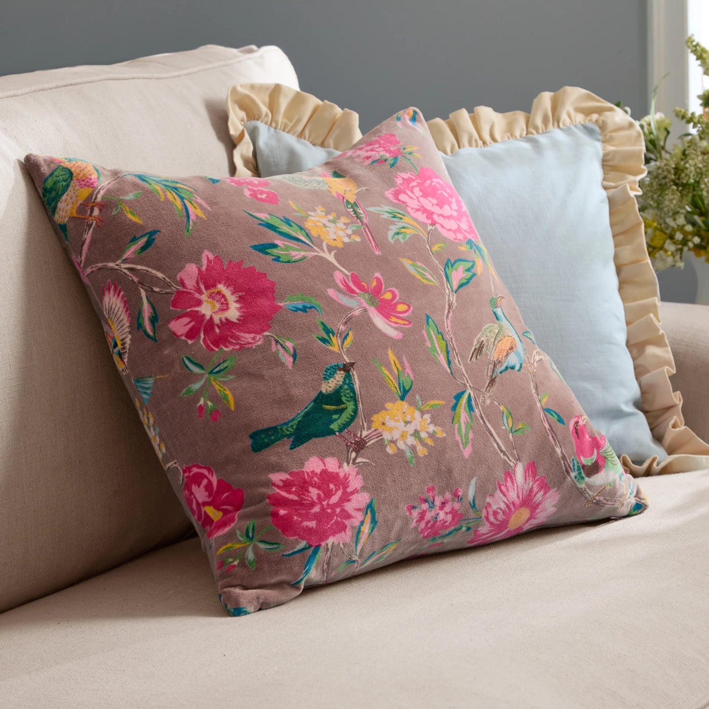Wylder Aviary Cushion - Mink