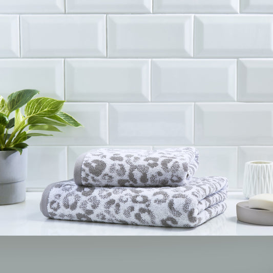 Animal Print Towels by Fusion Bathroom in Grey - Hand Towel - Fusion Bathroom