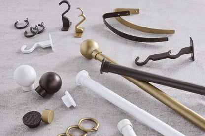 Hallis Arc Stud 25mm Metal Curtain Pole - Mocha