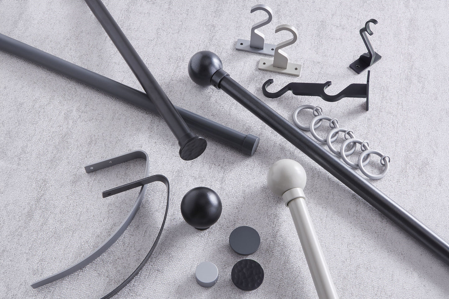 Hallis Arc Ball 25mm Metal Curtain Pole - Gunmetal