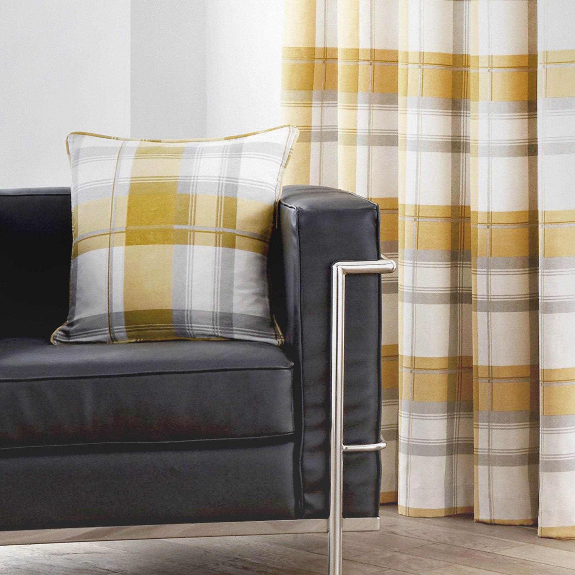 Balmoral Check Cushion by Fusion in Ochre 43 x 43cm - Cushion - Fusion
