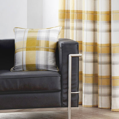 Balmoral Check Cushion by Fusion in Ochre 43 x 43cm - Cushion - Fusion