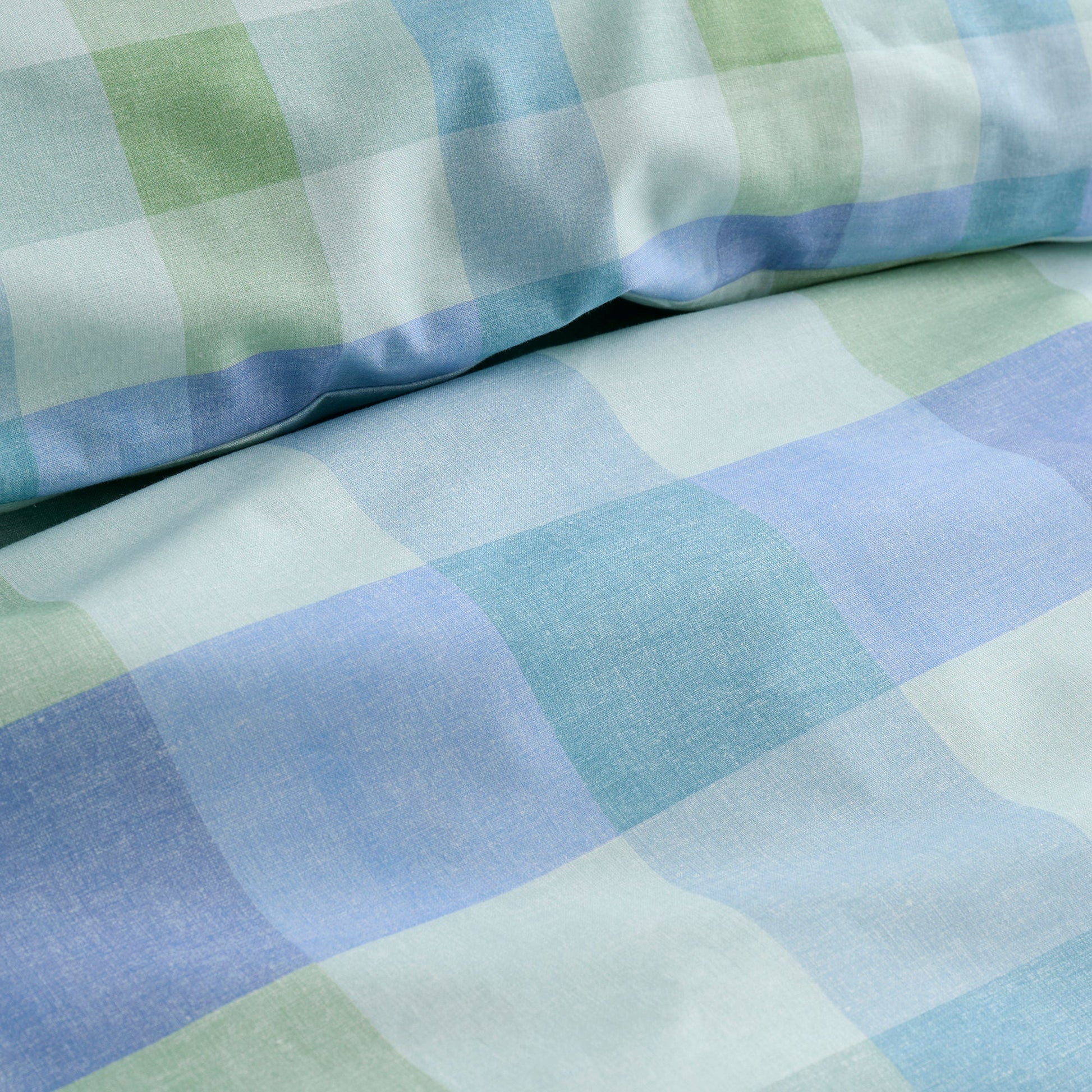 Block Check Duvet Cover Set in Blue - Duvet Cover Set - Fusion