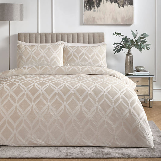 Soiree Belfort Velvet Duvet Cover Set - Champagne