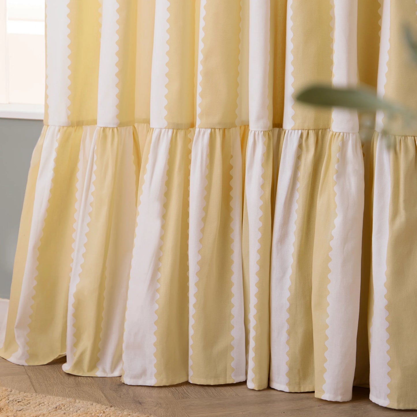 Furn Birdie Stripe Pencil Pleat Curtains - Butter Yellow
