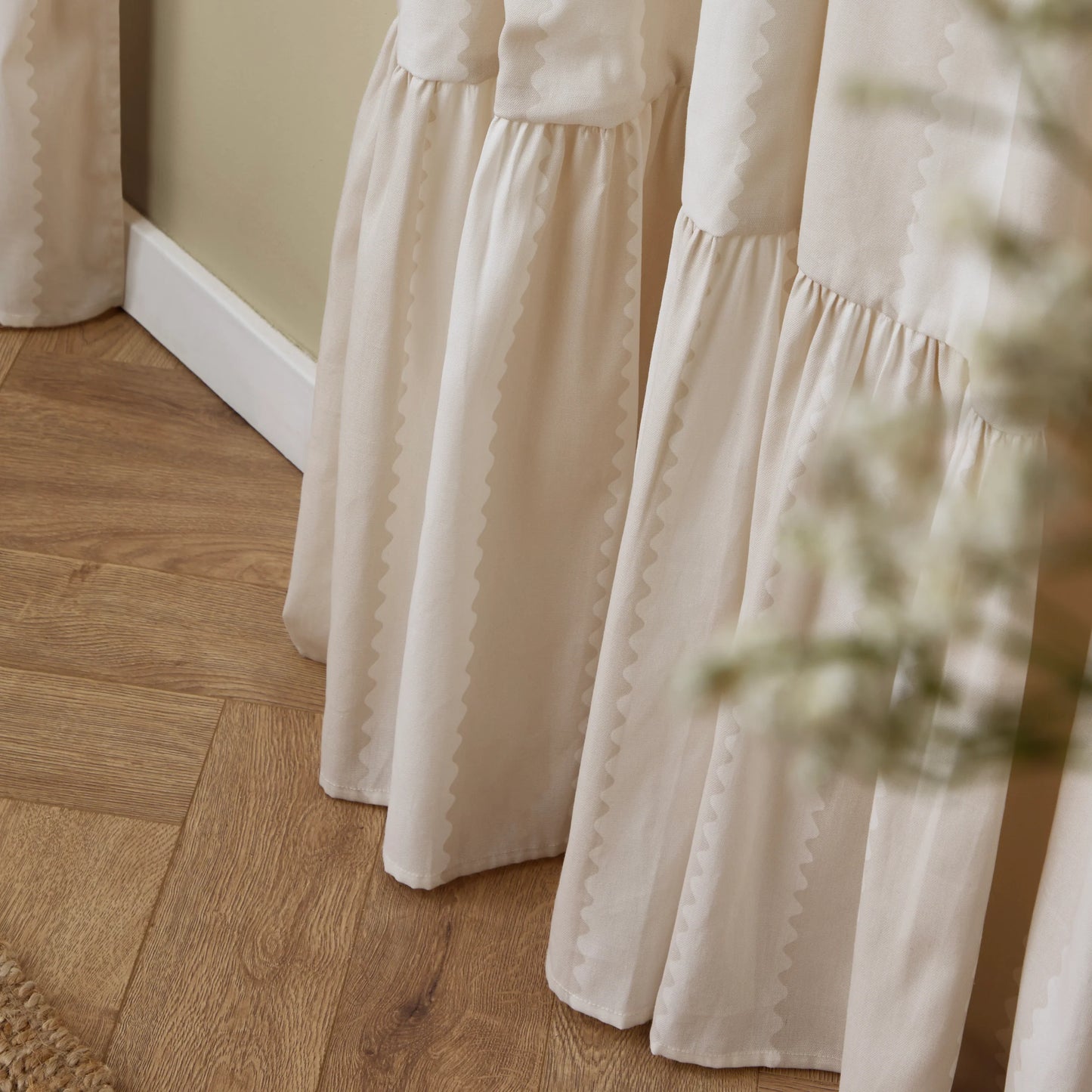 Furn Birdie Stripe Pencil Pleat Curtains - Oat/Milk