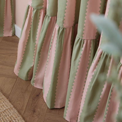 Furn Birdie Stripe Pencil Pleat Curtains - Pink/Green