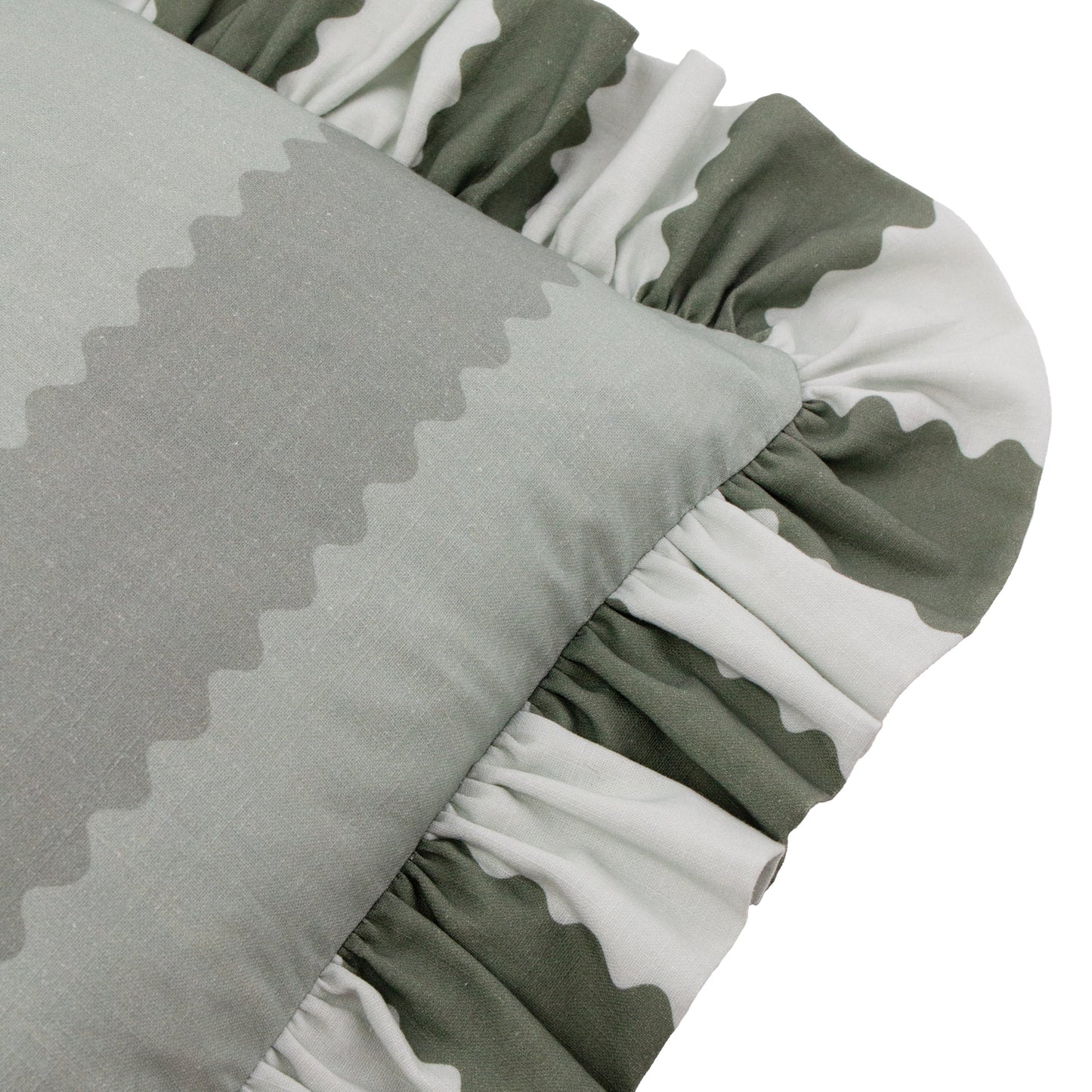 Furn Birdie Stripe Ruffle Cushion - Bay Green/Mist