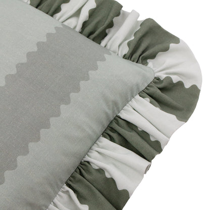Furn Birdie Stripe Ruffle Cushion - Bay Green/Mist