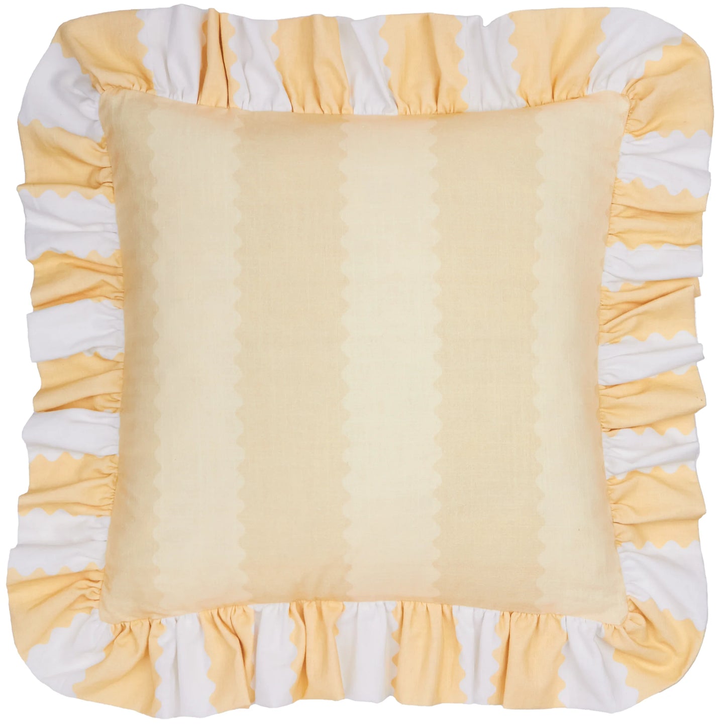Furn Birdie Stripe Ruffle Cushion - Butter Yellow