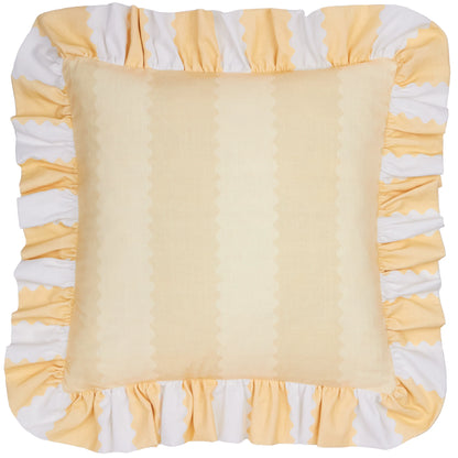 Furn Birdie Stripe Ruffle Cushion - Butter Yellow