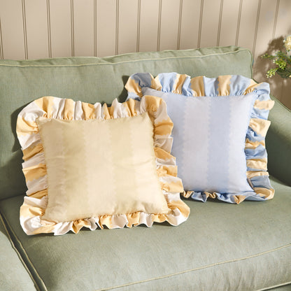 Furn Birdie Stripe Ruffle Cushion - Butter Yellow
