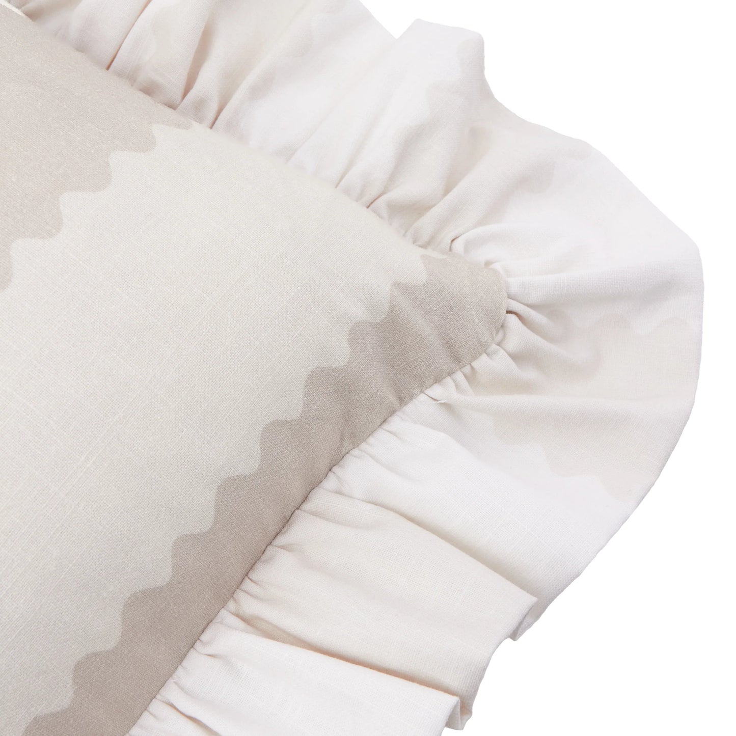 Furn Birdie Stripe Ruffle Cushion - Oat/Milk