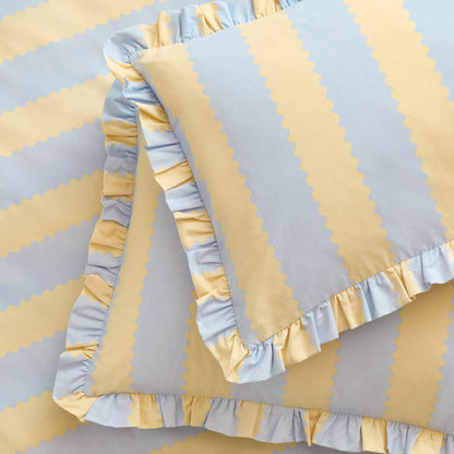 Wylder Birdie Stripe Duvet Cover Set - Lemon/Sky