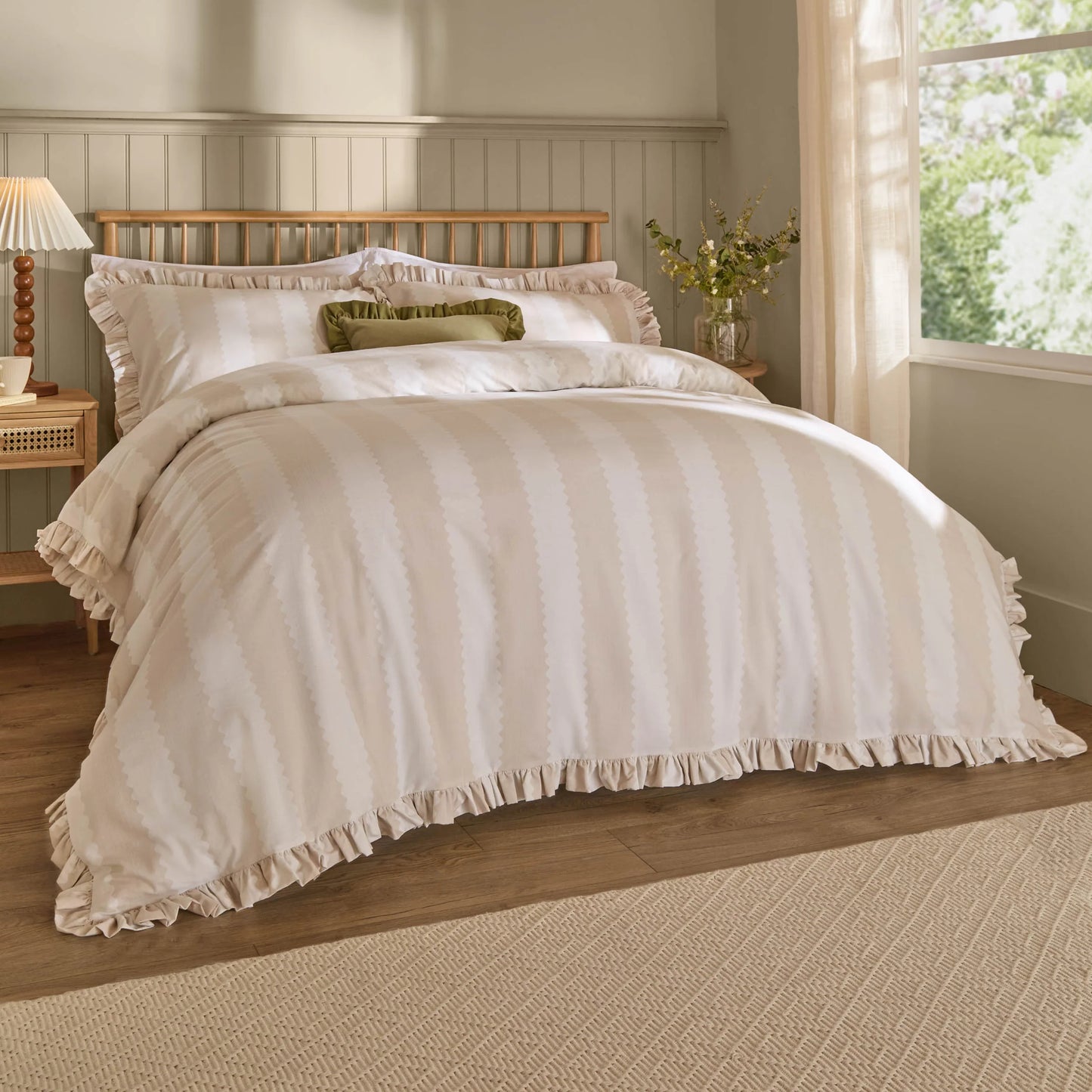 Wylder Birdie Stripe Duvet Cover Set - Oat/Milk