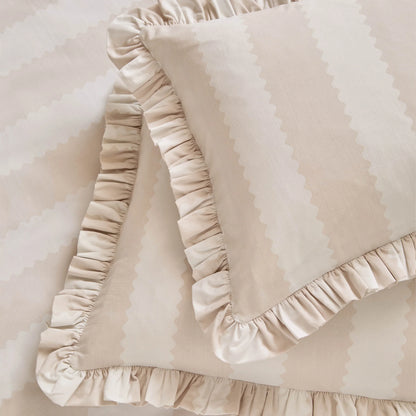 Wylder Birdie Stripe Duvet Cover Set - Oat/Milk