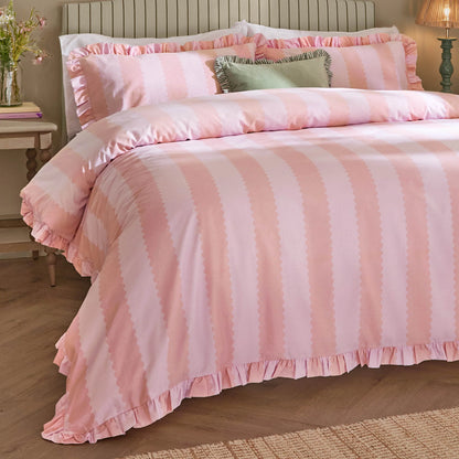 Wylder Birdie Stripe Duvet Cover Set - Pink/Raspberry
