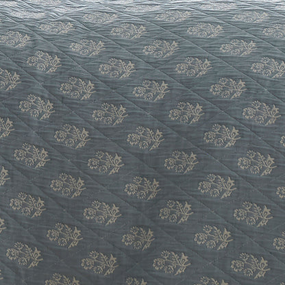 Block Floral Bedspread in Blue 235 x 235cm - Bedspread - Dreams & Drapes