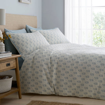 Block Floral Duvet Cover Set in Blue - Duvet Cover Set - Dreams & Drapes