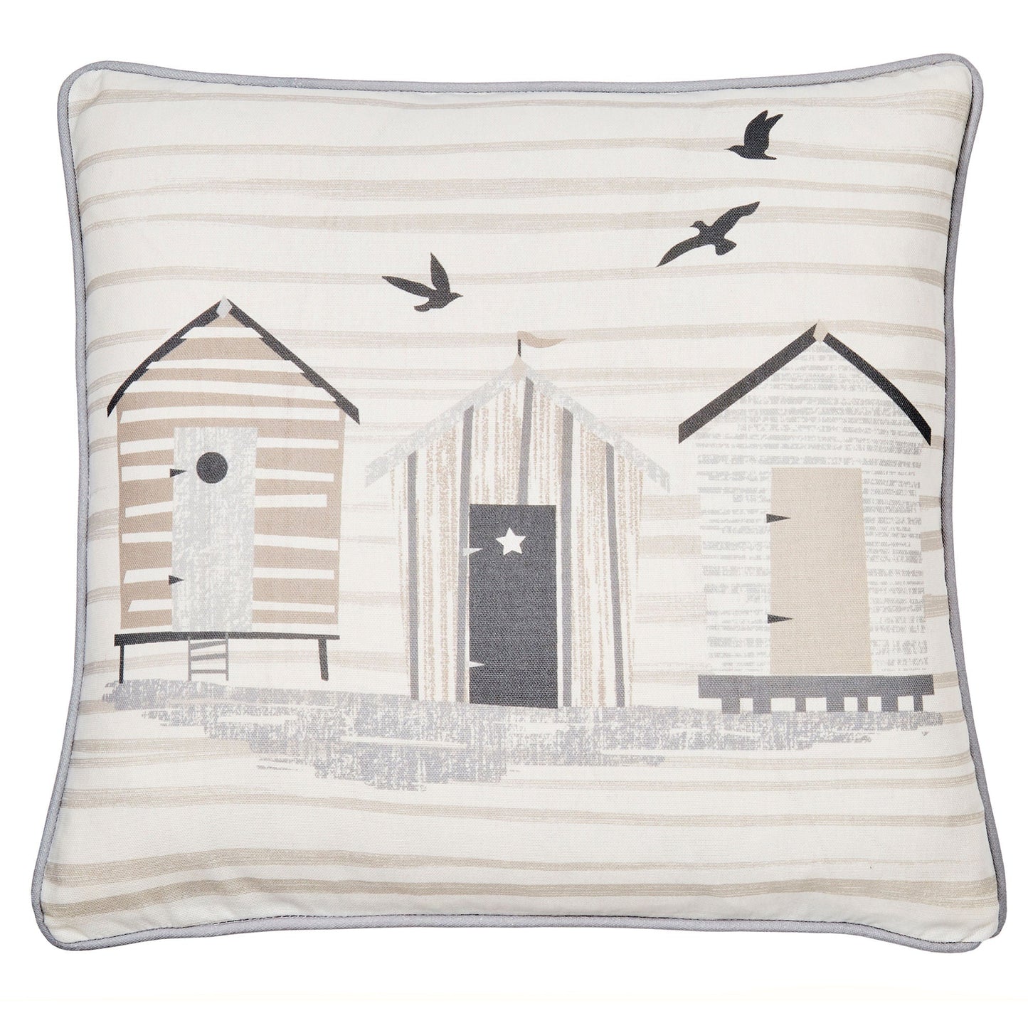 Beach Huts Outdoor Cushion by Fusion in Natural 43 x 43cm - Cushion - Fusion