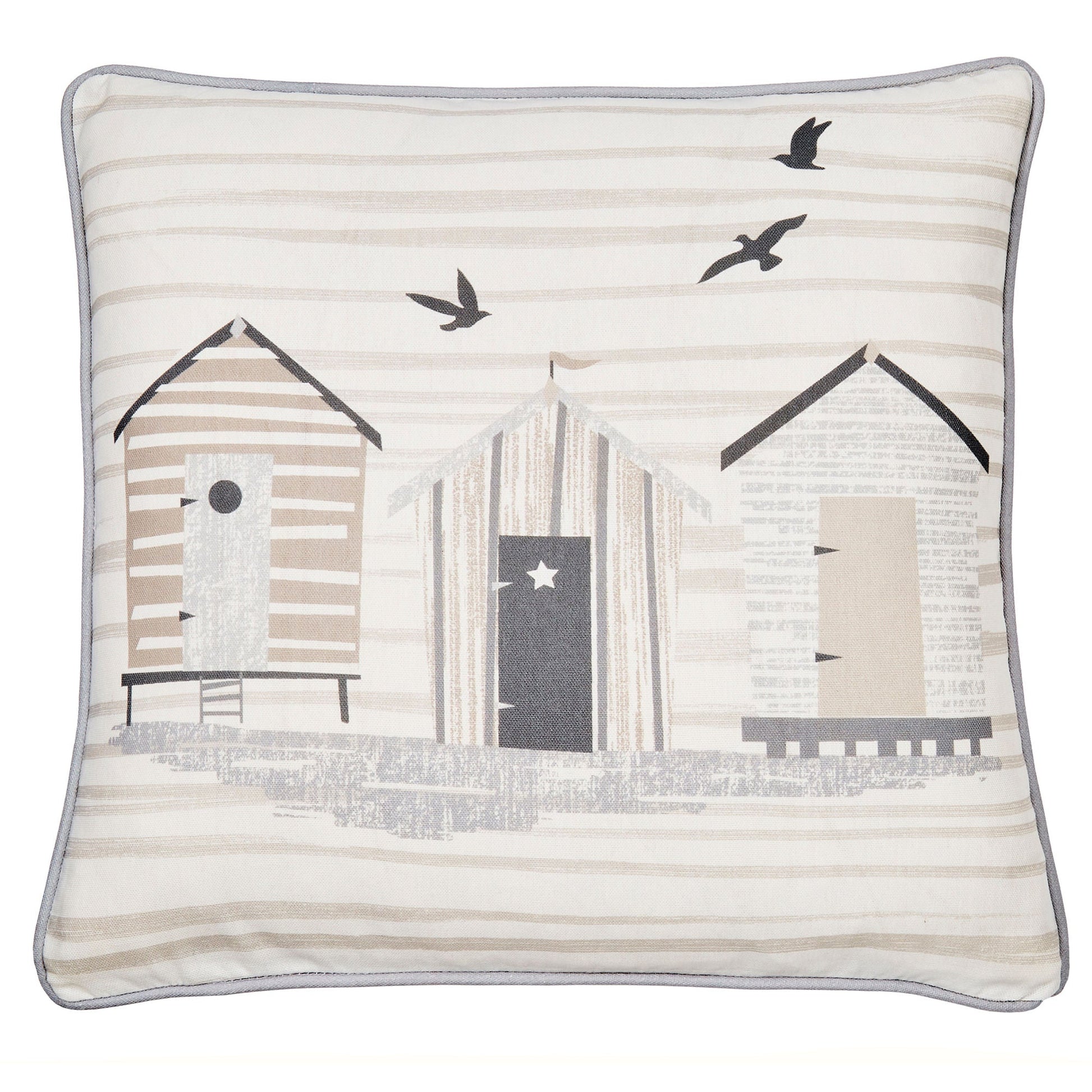 Beach Huts Outdoor Cushion by Fusion in Natural 43 x 43cm - Cushion - Fusion