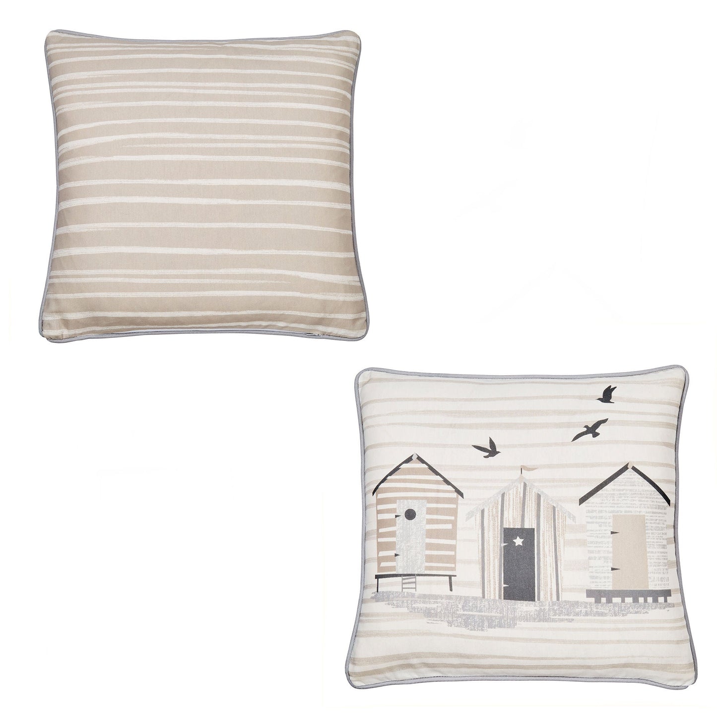 Beach Huts Outdoor Cushion by Fusion in Natural 43 x 43cm - Cushion - Fusion