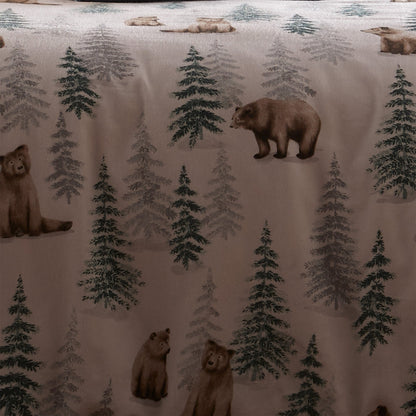 Bear Walks Duvet Cover Set by Dreams & Drapes Lodge in Natural - Duvet Cover Set - Dreams & Drapes Lodge