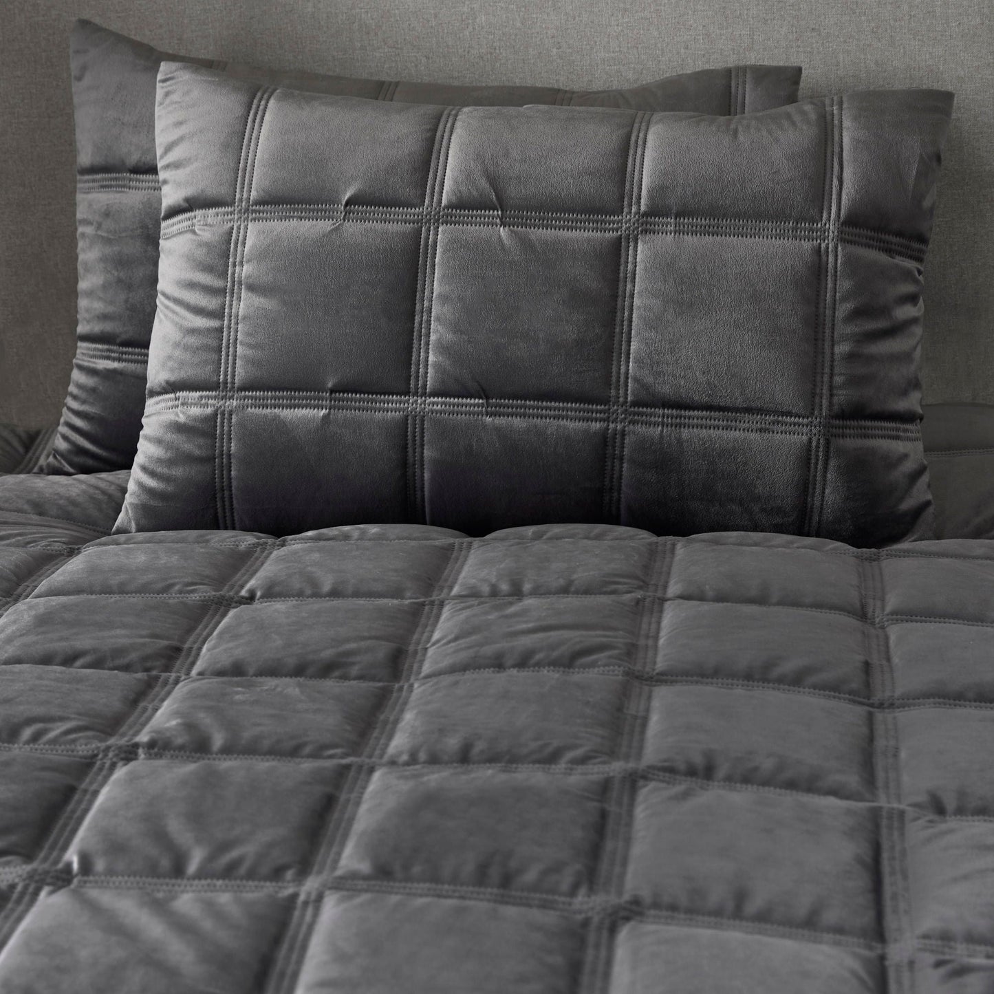 Brighton Square Duvet Cover Set by Soiree in Slate - Duvet Cover Set - Soiree