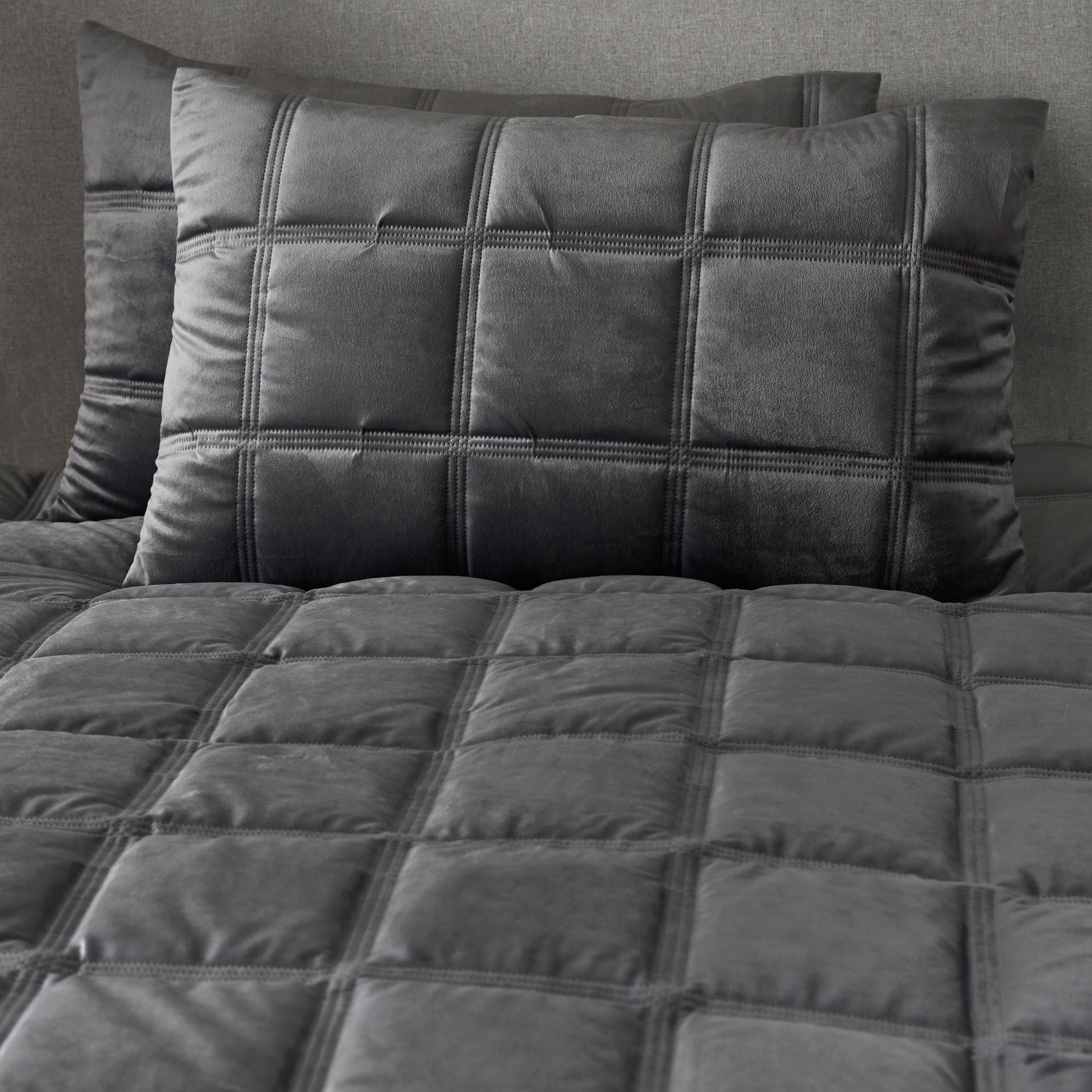 Brighton Square Duvet Cover Set by Soiree in Slate - Duvet Cover Set - Soiree