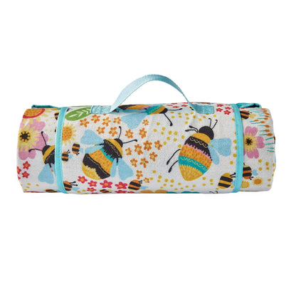 Buzzy Bee Outdoor Picnic Blanket by Fusion in Ochre 135 x 150cm - Picnic Blanket - Fusion