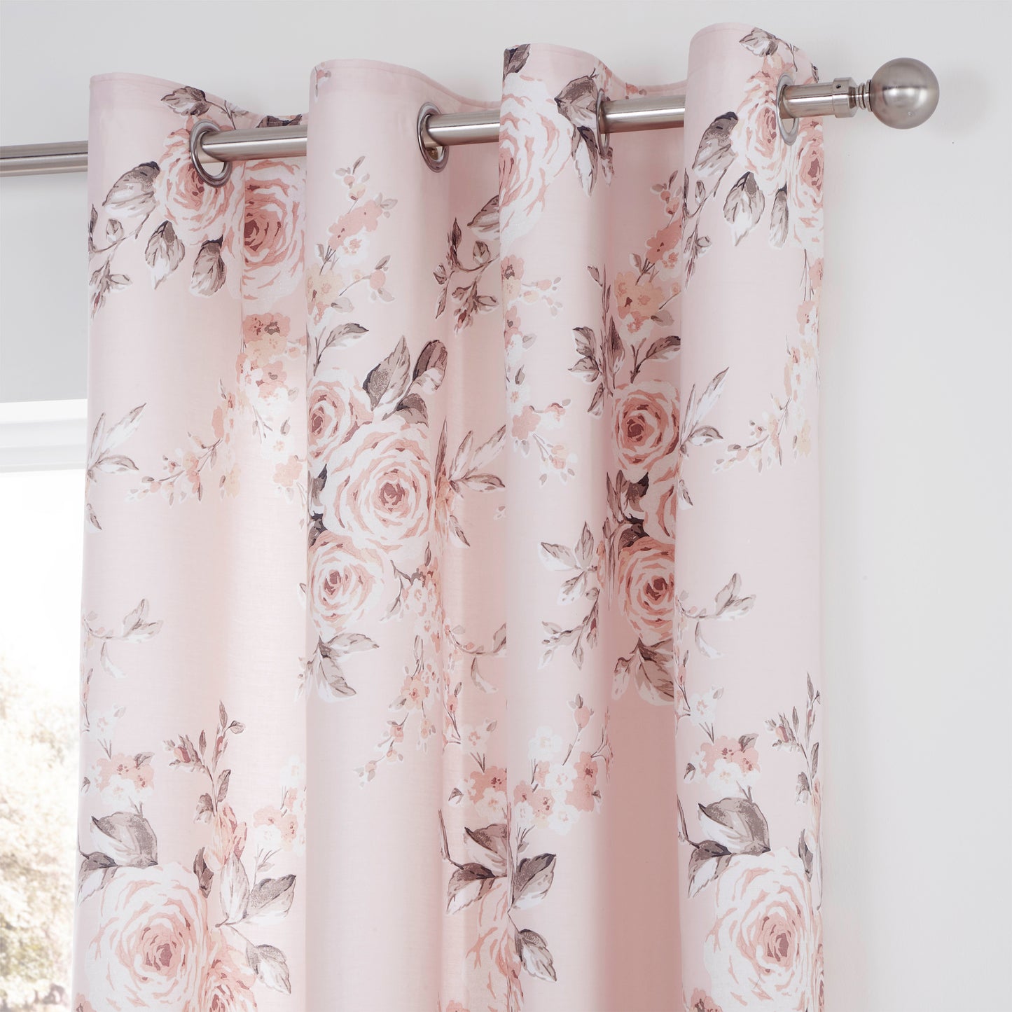Catherine Lansfield Canterbury Eyelet Curtains - Blush