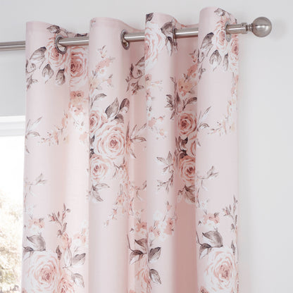 Catherine Lansfield Canterbury Eyelet Curtains - Blush