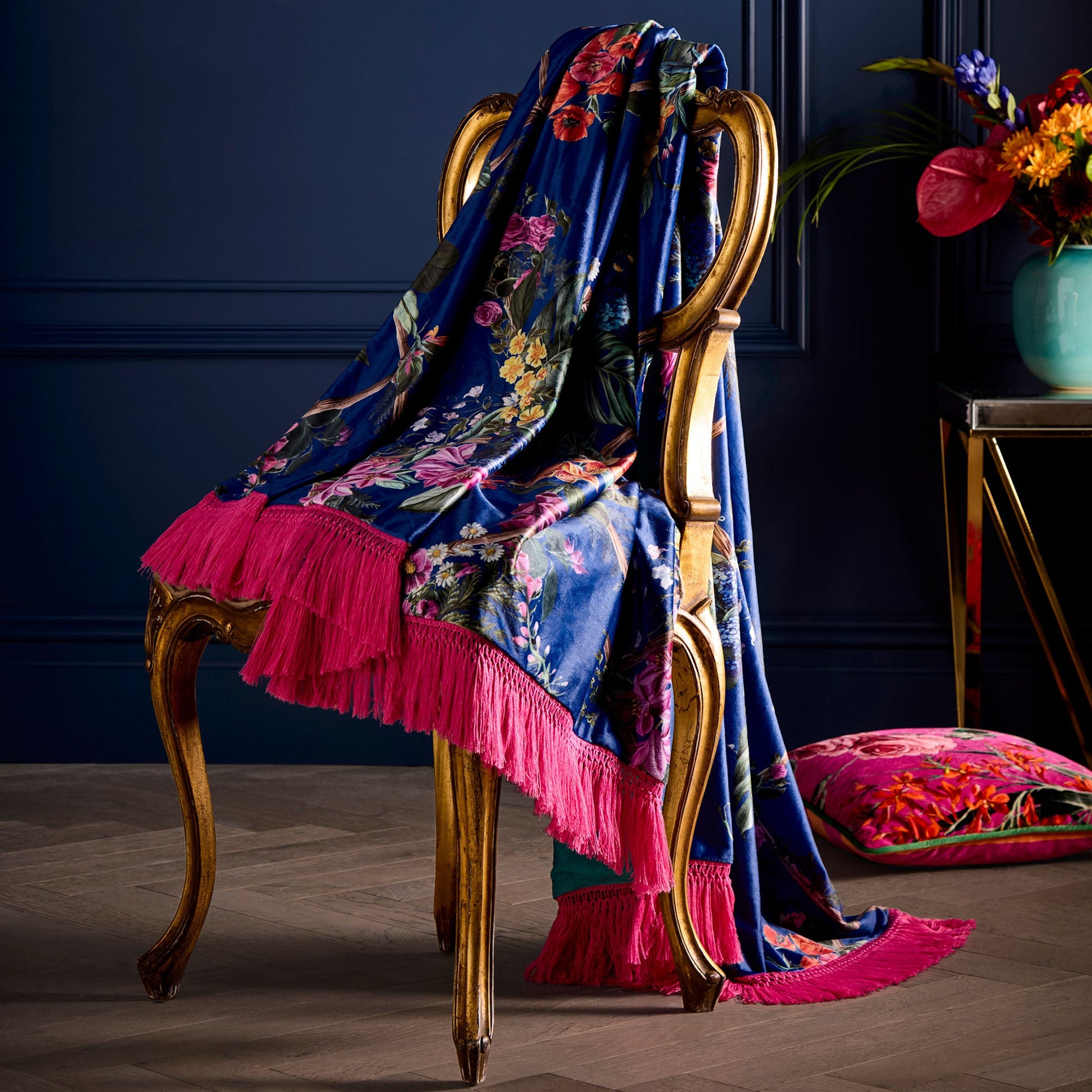 Cotswold Fantasia Throw by Laurence Llewelyn-Bowen in Navy 130 x 180cm - Throw - Laurence Llewelyn-Bowen