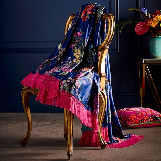 Cotswold Fantasia Throw by Laurence Llewelyn-Bowen in Navy 130 x 180cm - Throw - Laurence Llewelyn-Bowen