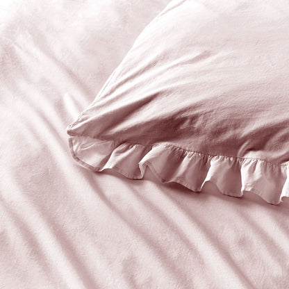 Cassia Frill Duvet Cover Set by Appletree Loft in Lavender - Duvet Cover Set - Appletree Loft