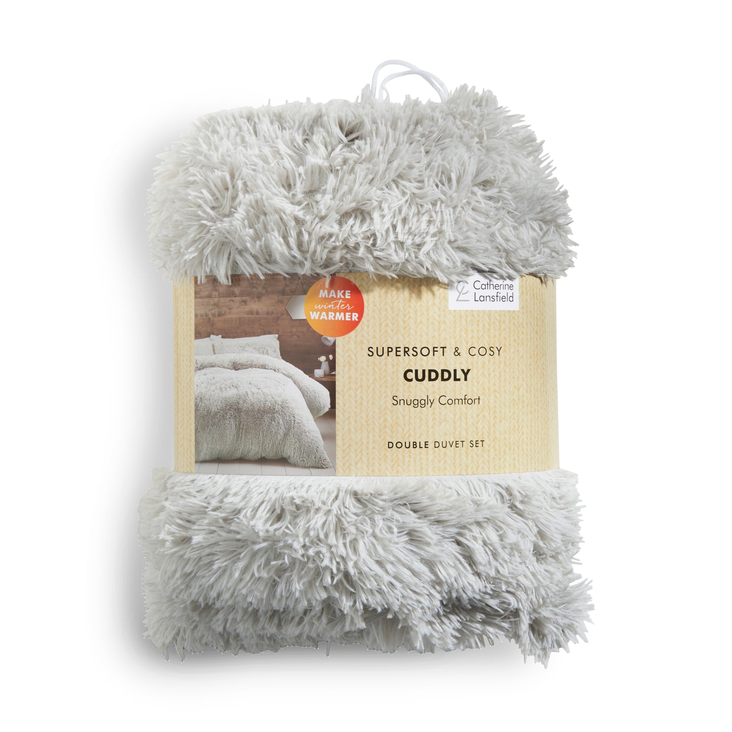 Catherine Lansfield Cuddly Duvet Cover Set - Silver
