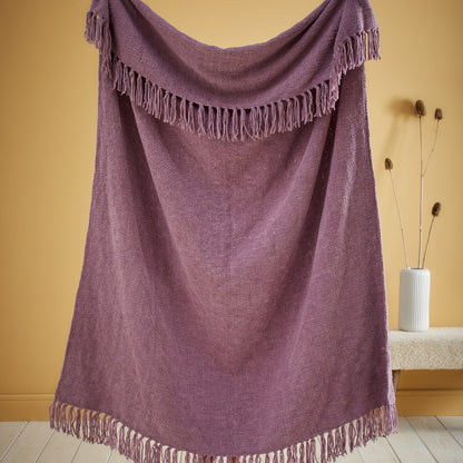 Chenille Throw by Appletree Loft in Heather 130 x 180cm - Throw - Appletree Loft
