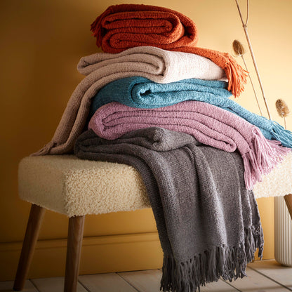 Chenille Throw by Appletree Loft in Teal 130 x 180cm - Throw - Appletree Loft