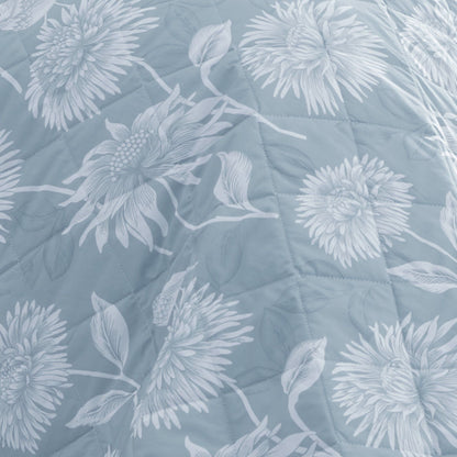 Chrysanthemum Bedspread by Dreams & Drapes Design in Blue 200cm X 230cm - Bedspread - Dreams & Drapes Design