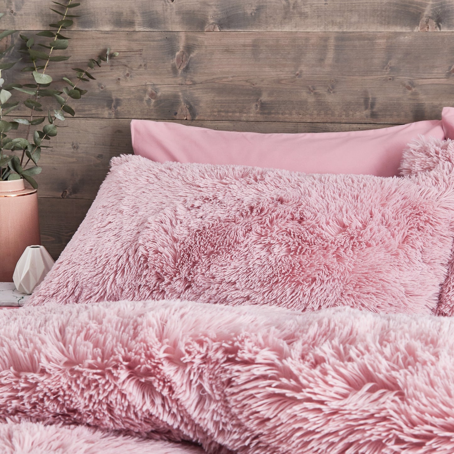 Catherine Lansfield Cuddly Duvet Cover Set - Blush