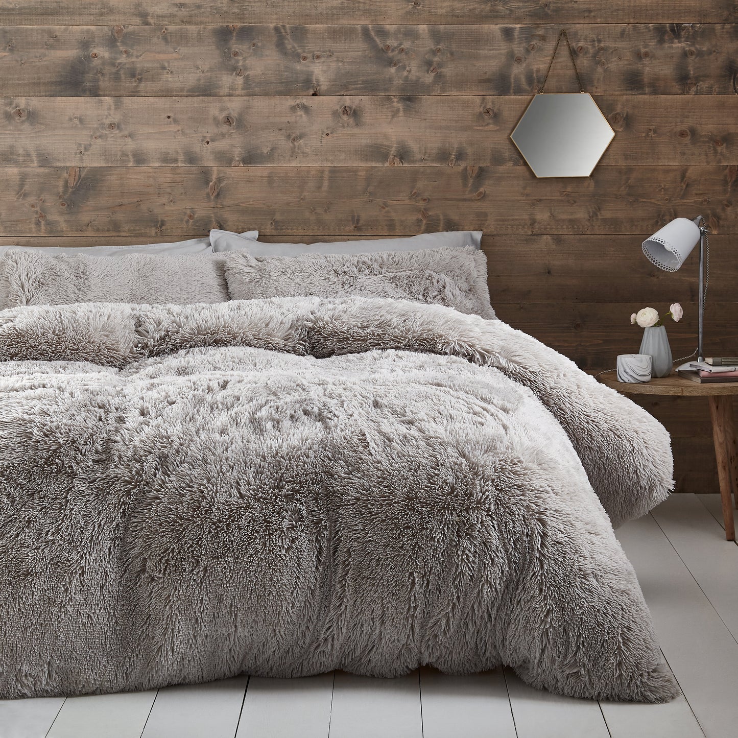 Catherine Lansfield Cuddly Duvet Cover Set - Silver