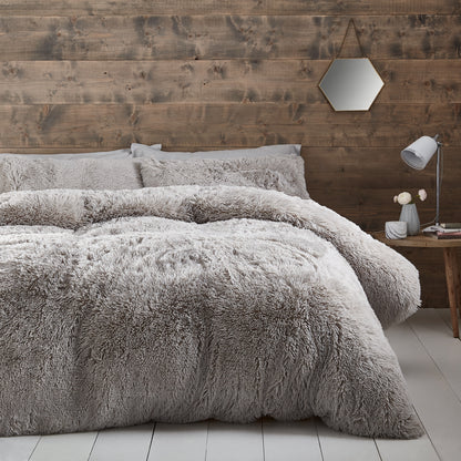 Catherine Lansfield Cuddly Duvet Cover Set - Silver