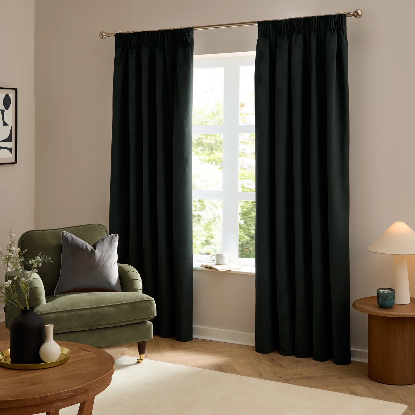 Furn Ultimate Velvet Pencil Pleat Curtains - Black