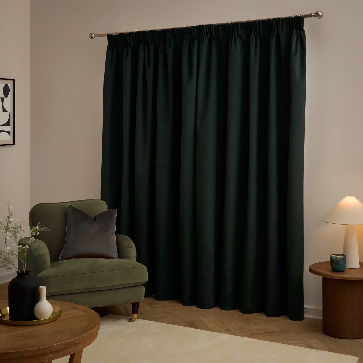 Furn Ultimate Velvet Pencil Pleat Curtains - Black