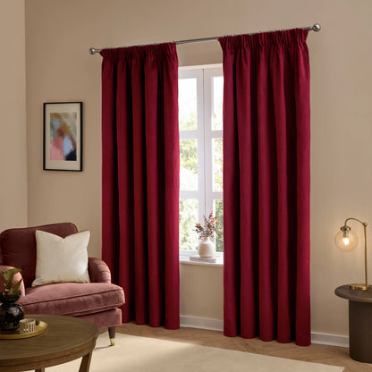 Furn Ultimate Velvet Pencil Pleat Curtains - Burgundy