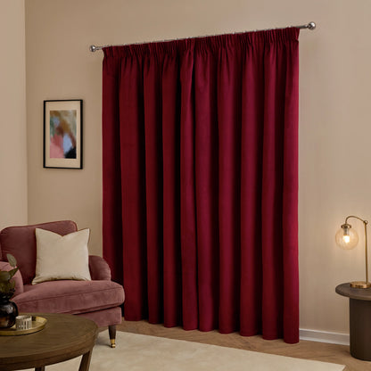Furn Ultimate Velvet Pencil Pleat Curtains - Burgundy