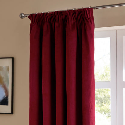 Furn Ultimate Velvet Pencil Pleat Curtains - Burgundy